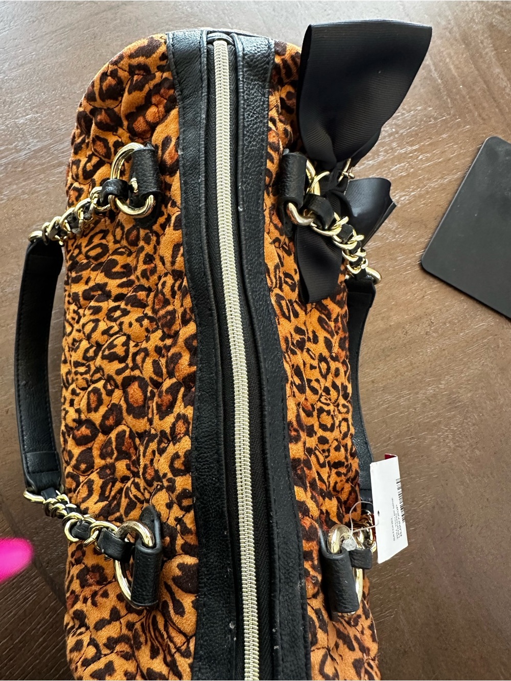 Betsey Johnson "Will You Be Mine" โค๏ธโ๐ฅ Leopard and Heart Quilted Satchel - Picture 11 of 16